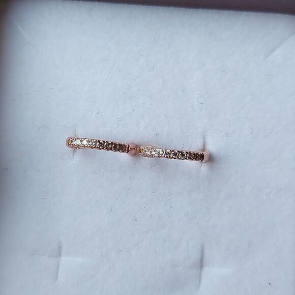 925 Sterling Silver Rose Gold Earrings - Picture 2 of 8